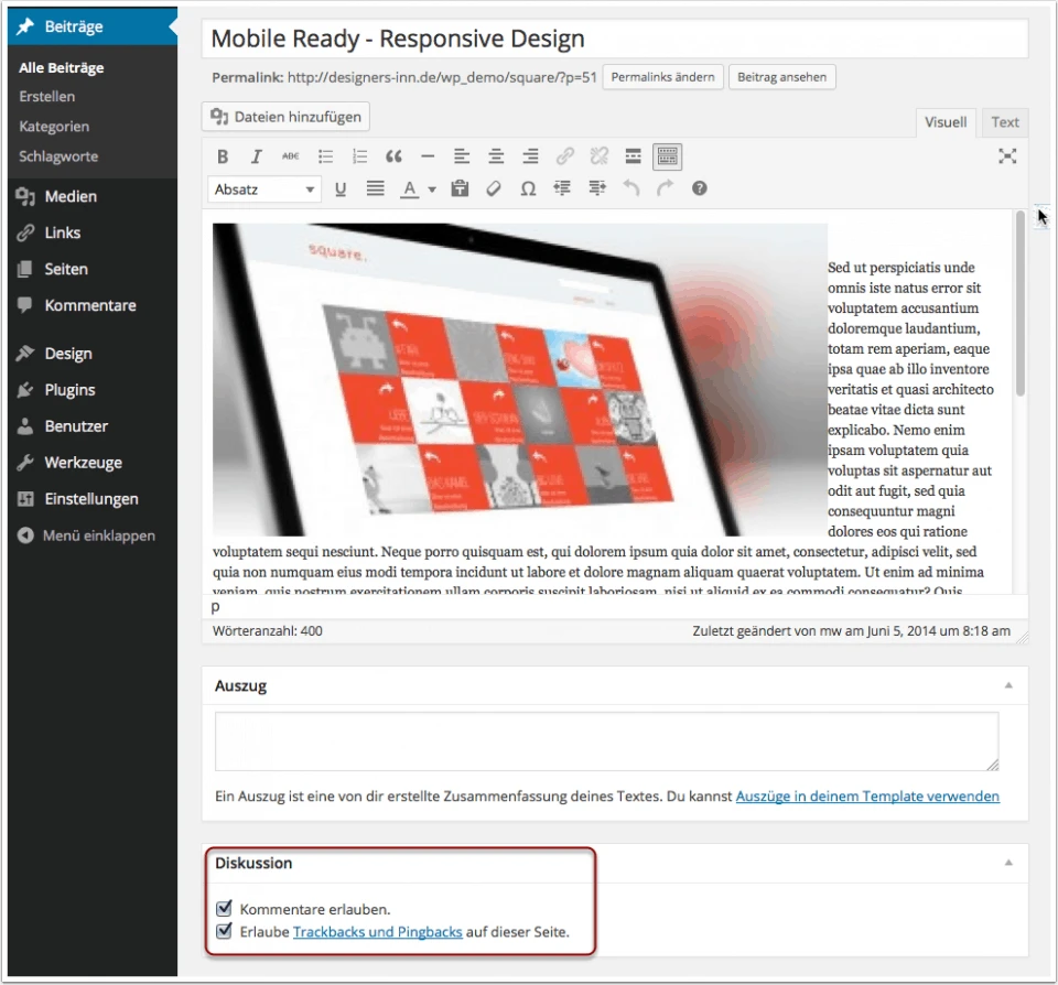 Wordpress Kommentare deaktivieren