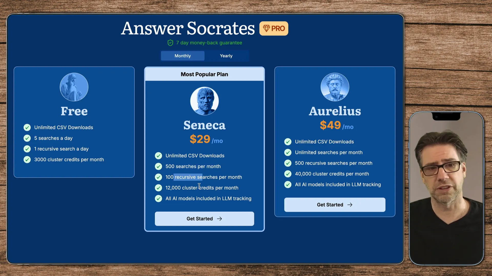 Screenshot der Preisstruktur von AnswerSocrates