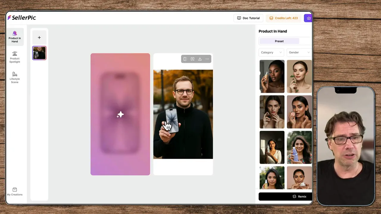 iPhone freistellen und in die Hand des Models platzieren
