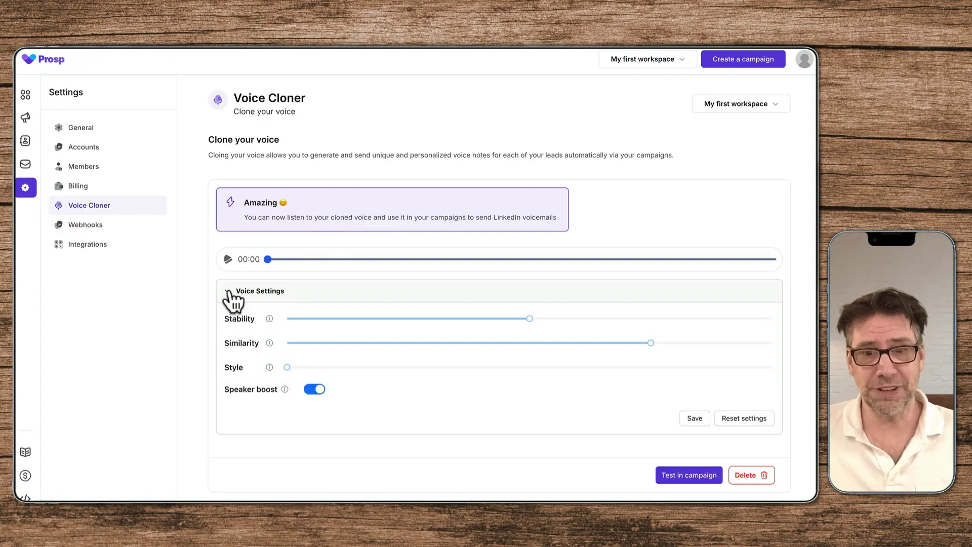 Voice Cloning Einstellungen