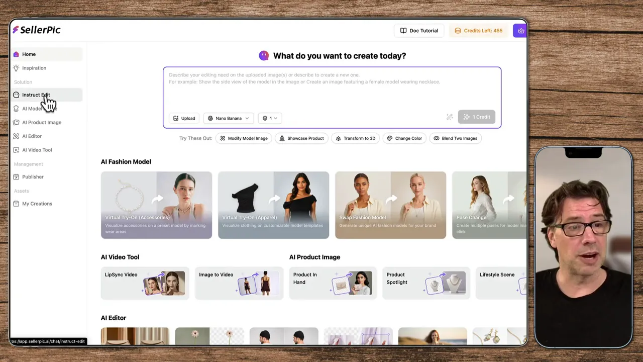 SellerPic Backend-Übersicht mit Modulen