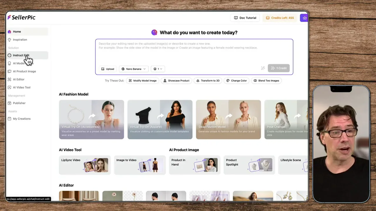 SellerPic Backend-Übersicht mit Modulen