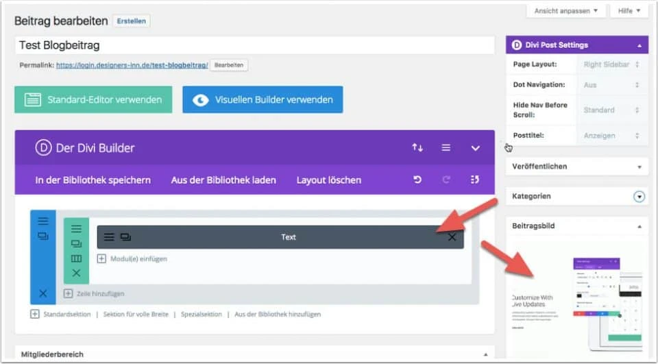 Einen Beitrag samt Kategorie anlegen – Einrichtung eines Blogs mit dem Divi-Pagebuilder – Abbildung 2