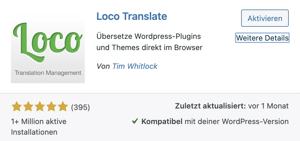 Loco Translate – WordPress Standard-Text für geschützte Seiten
