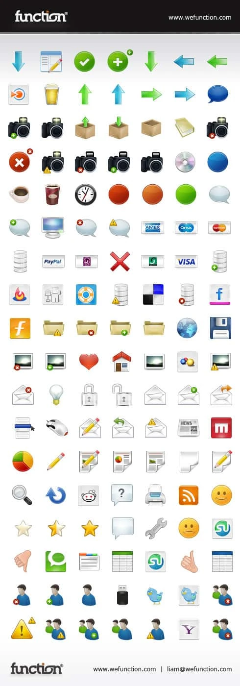 Wefunction Icon Set – 128 Free Icons - Icon-Set mit Glossy Effekt