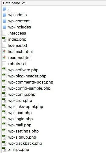 WordPress Backup erstellen Beispiel: Schritt 2: Das Sichern der WordPress-Dateien