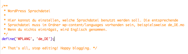 wordpress deutsch config.php